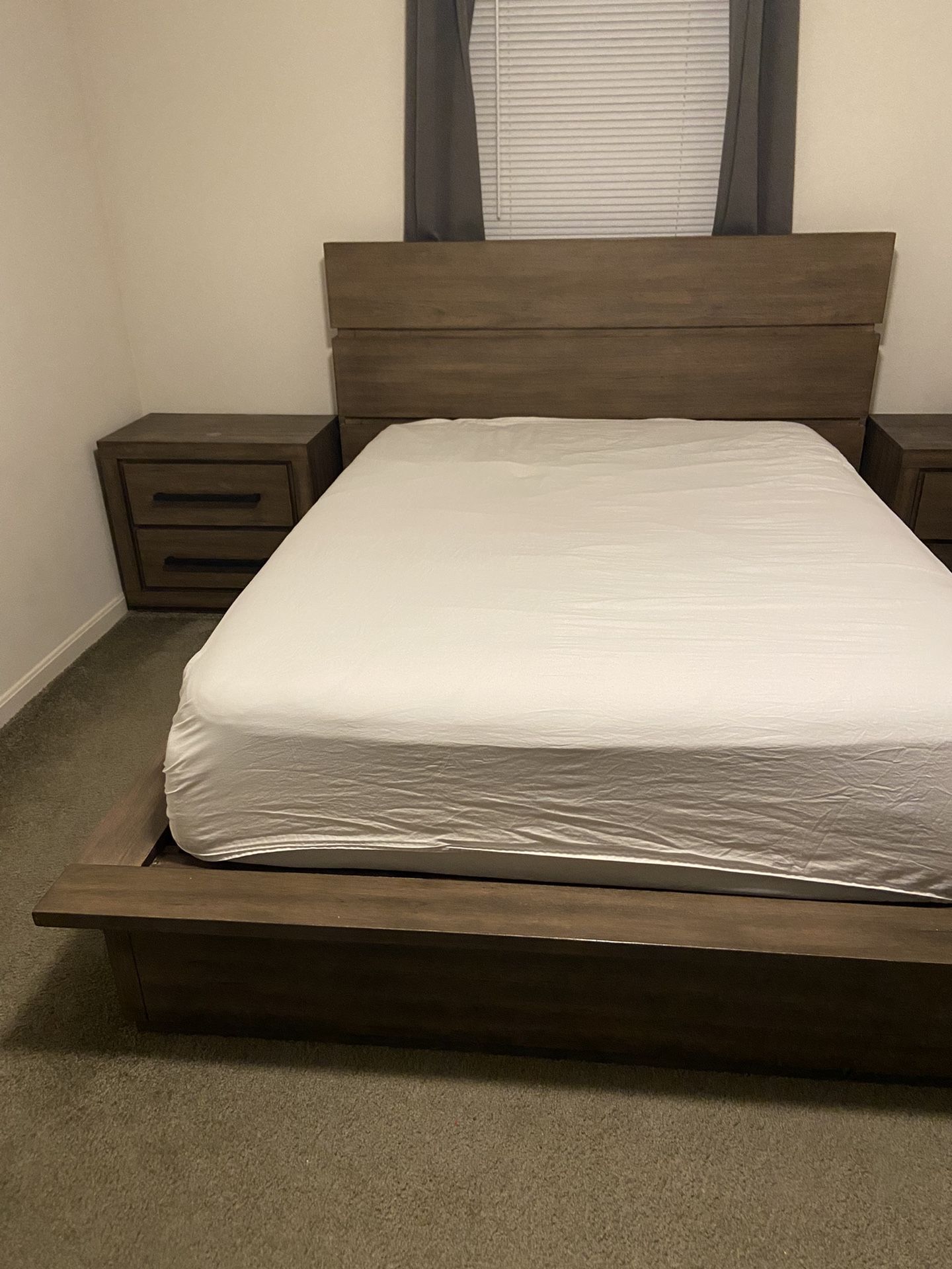 Modern Rustic Wood Bed Frame Like New Condition