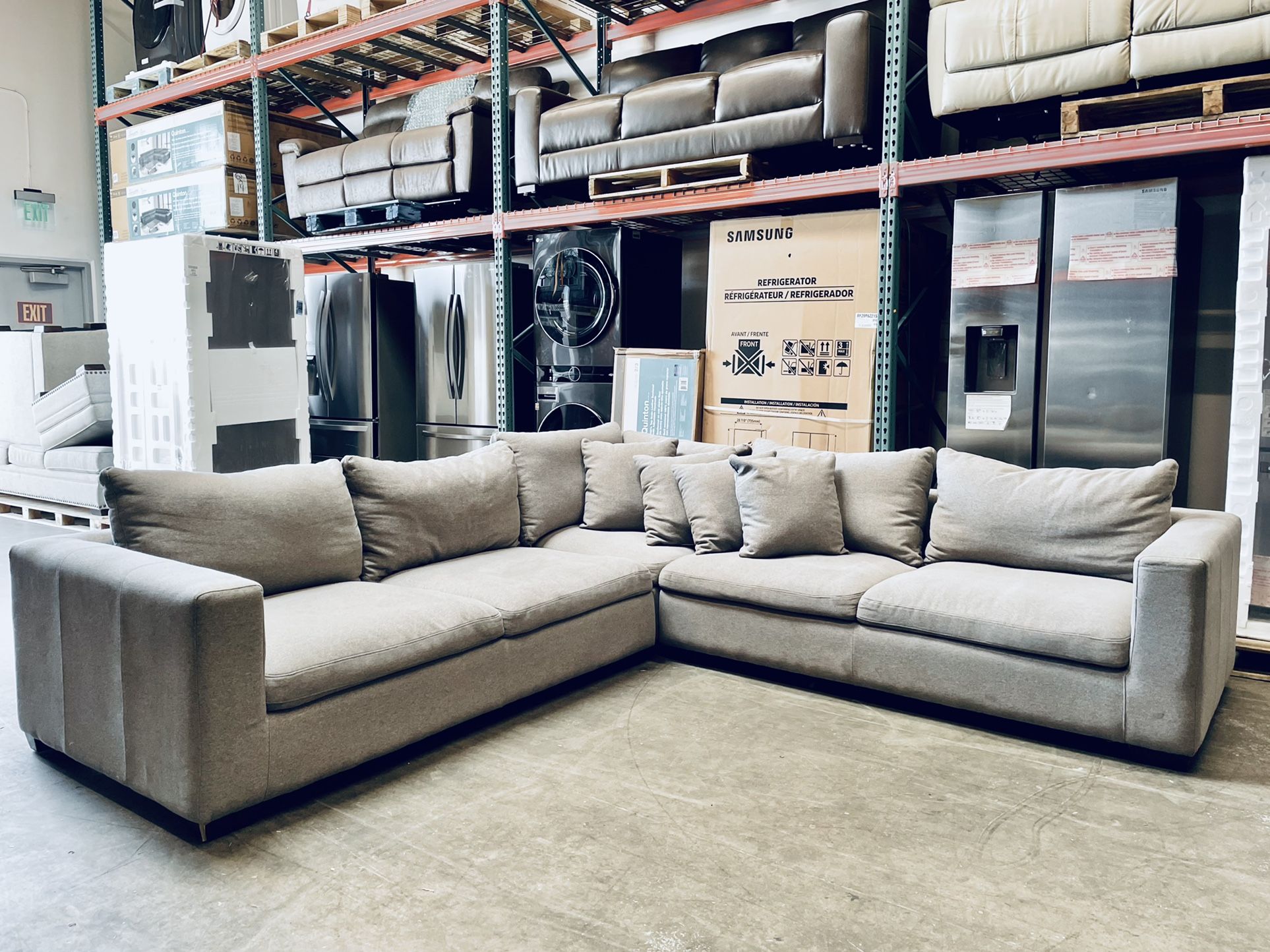 Forum 3-piece Fabric Sectional, Gray