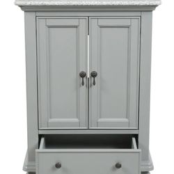 Newport 25 in. W x 21-1/2 in. D Bath Vanity in Pewter with Granite Vanity Top in Gray