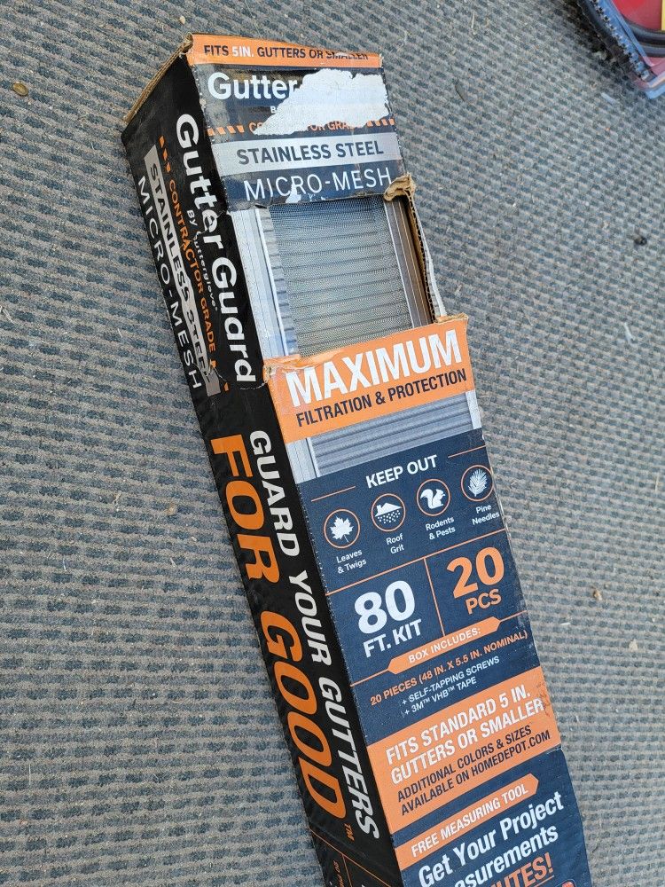 Gutter guard stainless steel micro mesh, 80 ft kit, NEW