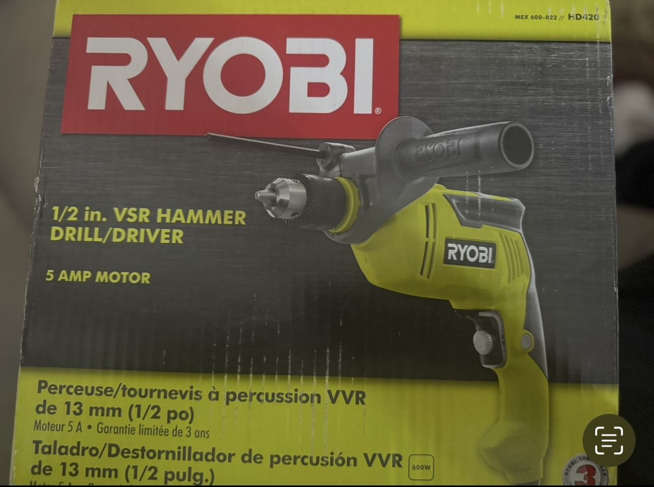 RYOBI 1/2 in. VSR HAMMER DRILL/DRIVER