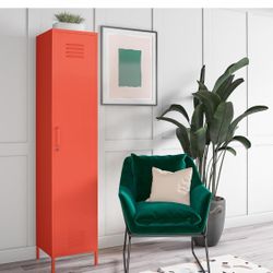 Novogratz Cache Single Metal Locker Storage, Orange Cabinet