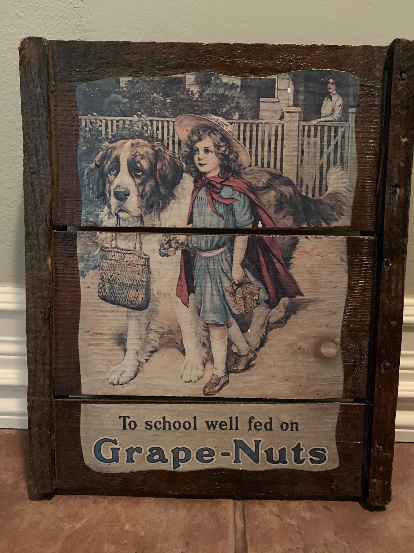 Antique “grape-nuts” poster frame