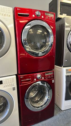 Red lg washer and dryer set stackable