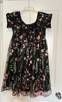 Torrid Black Embroidered Floral Midi Dress