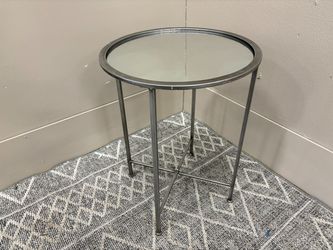Modern Minimalist Metal and Mirror Top Table