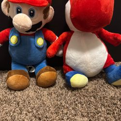 Red Yoshi And Mario Take Both