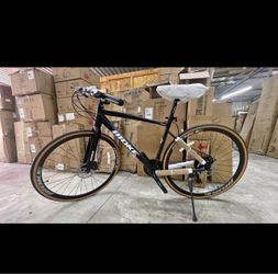 700C Hybrid Bicycle, 24-Speed Lightweight City Commuter Bike with Dual Disc Brakes, Trigger Shifter