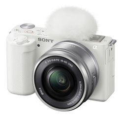 Sony Alpha ZV-E10 APS-C Vlog Camera with 16-50mm Lens (White) and Vlogger Accessory Kit Bundle