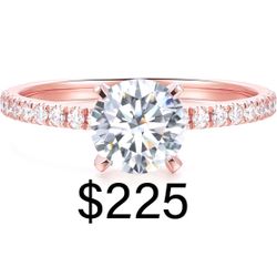 14K Gold Moissanite Engagement Ring Round Cut Moissanite Engagement Ring 14K Gold 1CT Round Cut Solitaire Engagement Ring for Women