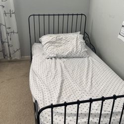 Twin Size Bed With Mattress And Wooden Base 