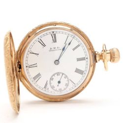 Rare Hunter Case Pocket Watch, 14K Gold, Eleven Ruby Jewels, Year 1889