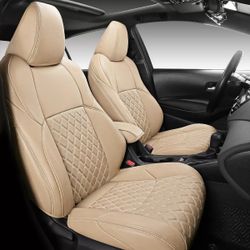 NEW - NS YOLO Full Coverage Faux Leather Custom Car Seat Covers Fit for Toyota Corolla (2020-2022 Corolla Hybrid, Beige) - Retail $229