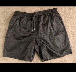 Sandro Men's Geometric Black Swim Shorts XXL Drawstring Lined