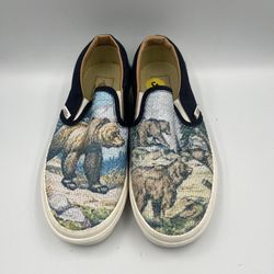 NEW Vans Cali Tapestry sneakers Women’s Sz 6.5  Forest Bears Slip on Loafers NWOB