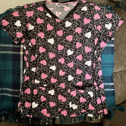 Scrub Top W/Hearts