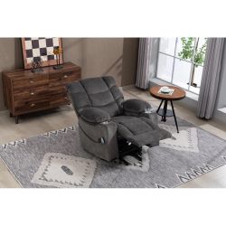 New Electric Lift Recliner Chair w/ Heating, Massage - Power Swivel, Velvet Gray