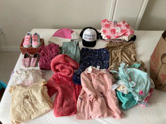 18 month girl clothes & shoes - large box full!