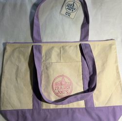 Trader joes large lavender tote with zipper