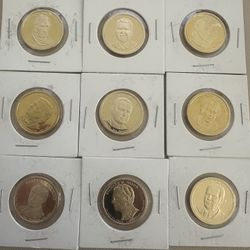Qty: 9 - US President Dollars - S Proofs. All Different 