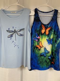 Designer Misslook One Light Blue Dragon Fly Tank top, 1 Multicolor Butterfly Tank Top