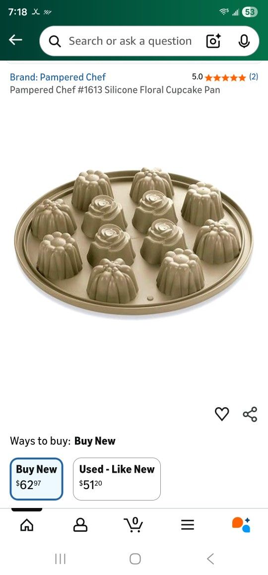 Pampered Chef #1613 Silicone Floral Cupcake Pan