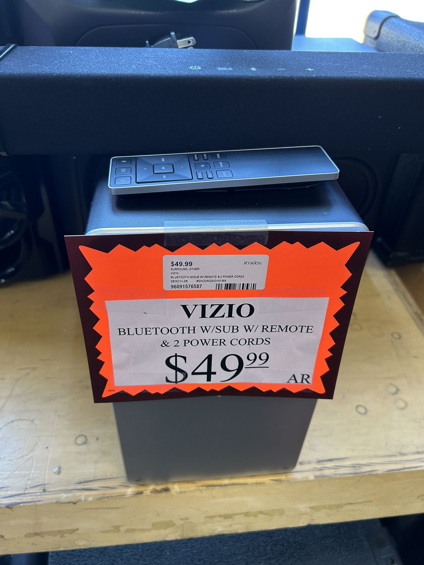 96091 Vizio Bluetooth W/Sub, Remote, & Power Cables 576587