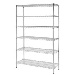 6-Tier Commercial Grade Heavy Duty Steel Wire Shelving Unit in Chrome (48 in. W x 72 in. H x 18 in. D)