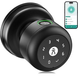 Smart Keypad Door Lock with Handle, Fingerprint Door knobs with Lock, Auto Door Lock with Code and App, Keyless Biometric Door Knob for Bedroom, Front