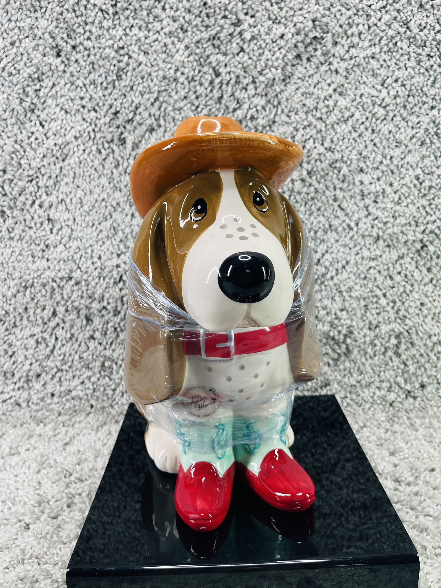 Pioneer Woman Cowboy Charlie Cookie Jar Country Red Blue Boots Stoneware New