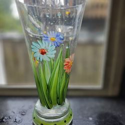 Handpainted Glass Vase Well Done 