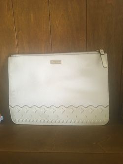 Kate Spade White Leather Zip Pouch Clutch