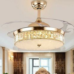 π₯π₯42"Crystal Ceiling Fan Lights Retractable Fanπ₯π₯