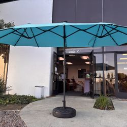$75.00!!! New 13’ x 6’ Rectangular Double Side Outdoor Patio  Umbrella with Solar LED Light (base sell seperate)
