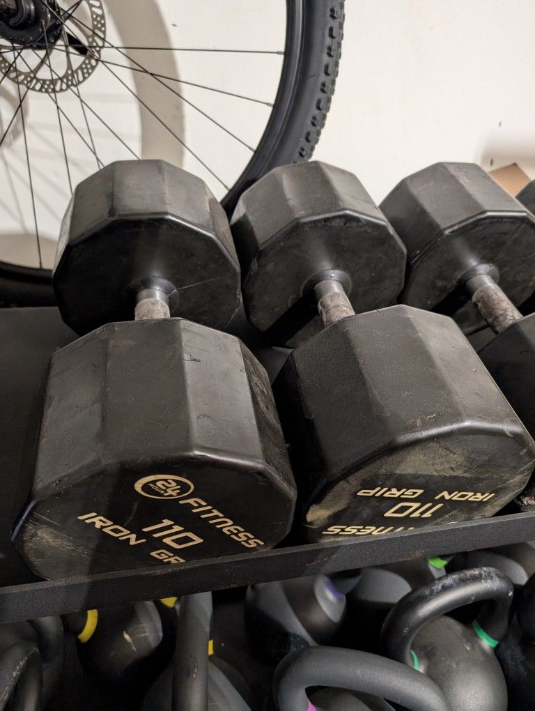 Set 110lb Dumbbells Rubber Coated