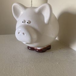 Large White Piggy Bank