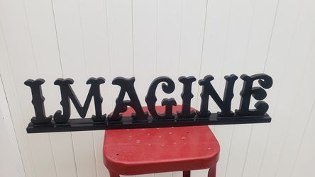 Imagine wood sign 33inches wide