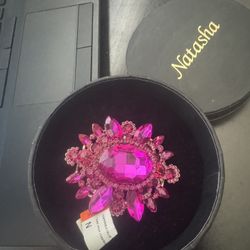 Pink Gem Brooch By Natasha 