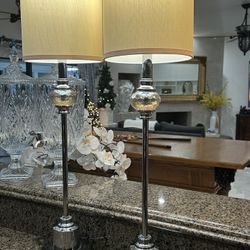 Pair Of Crome Lamps