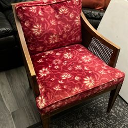 Rare Red Cushioned Weave Chair 