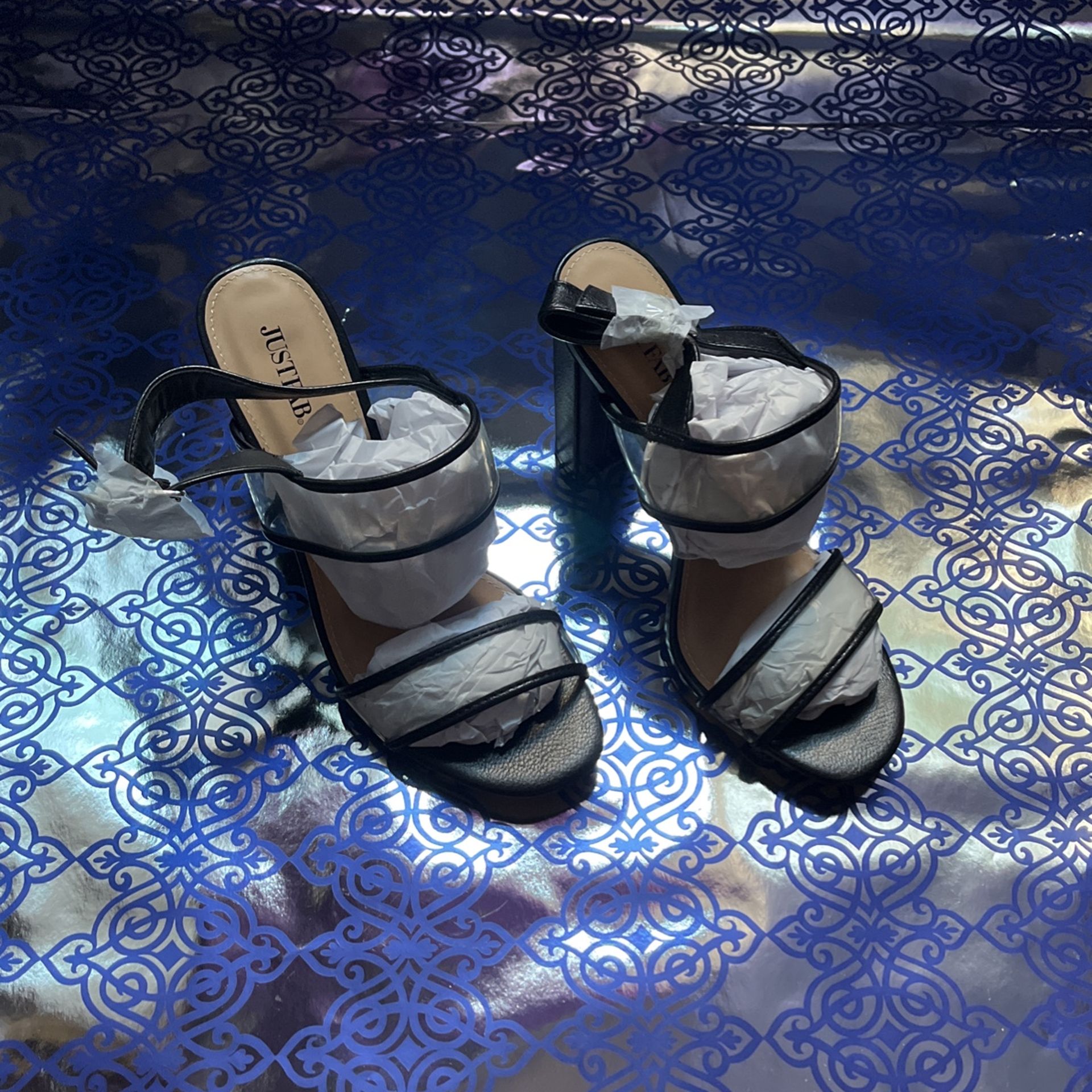 Brand New High Heel Black & Clear Sandal