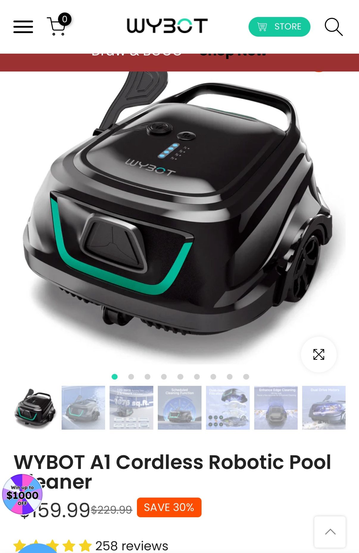 WYBOT A1 Cordless Robotic Pool Cleaner NEW