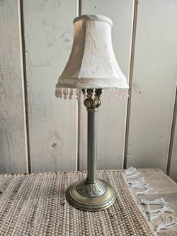 Vintage Brass partylite Table Lamp with Beaded Shade