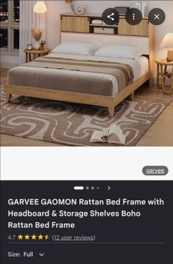 Garvee Gaomon Rattan Bed Frame with Storage Headboard