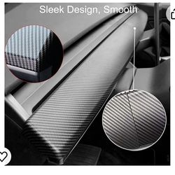 2Pcs Carbon Fiber Style Center Console Dashboard Dash Cover Wrap Cap Interior Accessories Compatible with 2018 To 2023 Tesla Model 3/Y