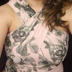 Pink Gray Floral Party Dress