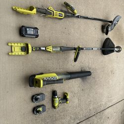 Ryobi Yard Tools With Drill.  And  Ele Compressor 