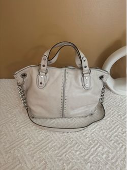 Michael Kors Cream Leather Studded Shoulder Tote