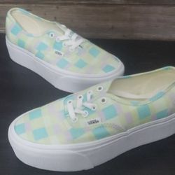 Vans Authentic Women’s Platform Pastel Plaid Summer Picnic 