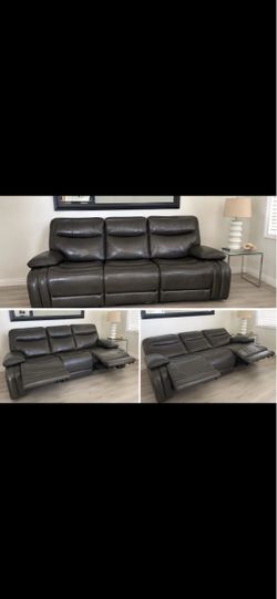 charcoal grey leather recliner sofa